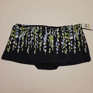 Be Creative Abstract Leopard Print Swim Skirt Black Green Blue Size 14 3506940